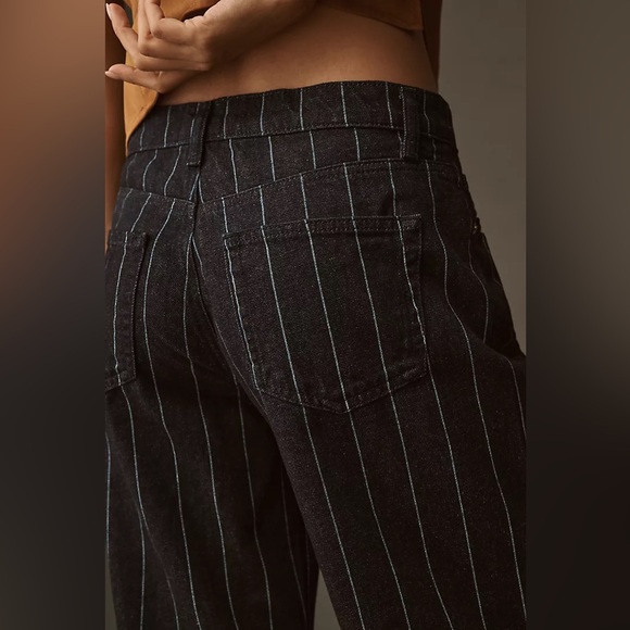 New Anthropologie x Reformation Cary Low-Rise Wide-Leg Pinstripe Lake Jeans 28 - Picture 4 of 12